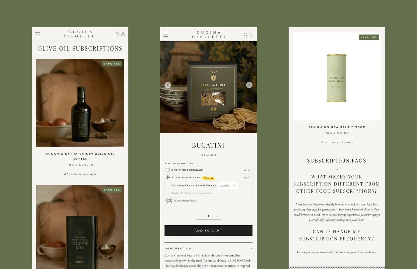 Cucina Cipoletti — subscriptions mobile